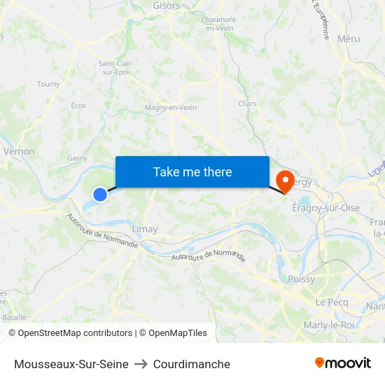 Mousseaux-Sur-Seine to Courdimanche map