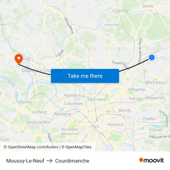 Moussy-Le-Neuf to Courdimanche map