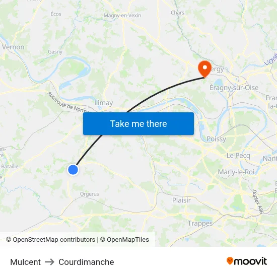 Mulcent to Courdimanche map
