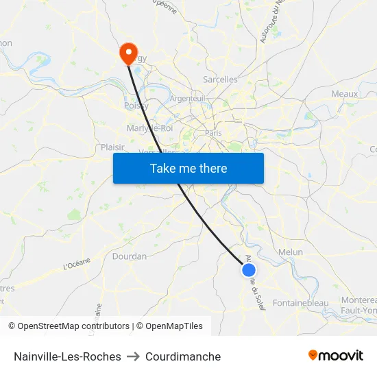 Nainville-Les-Roches to Courdimanche map
