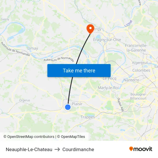 Neauphle-Le-Chateau to Courdimanche map