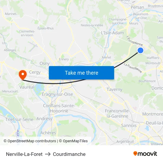 Nerville-La-Foret to Courdimanche map