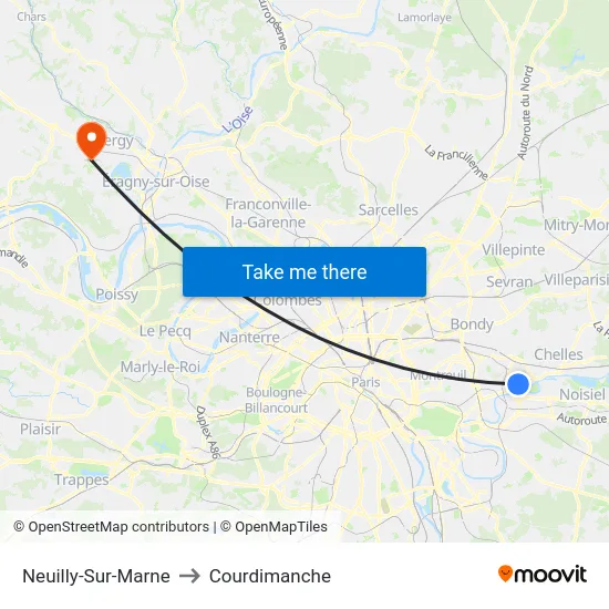 Neuilly-Sur-Marne to Courdimanche map