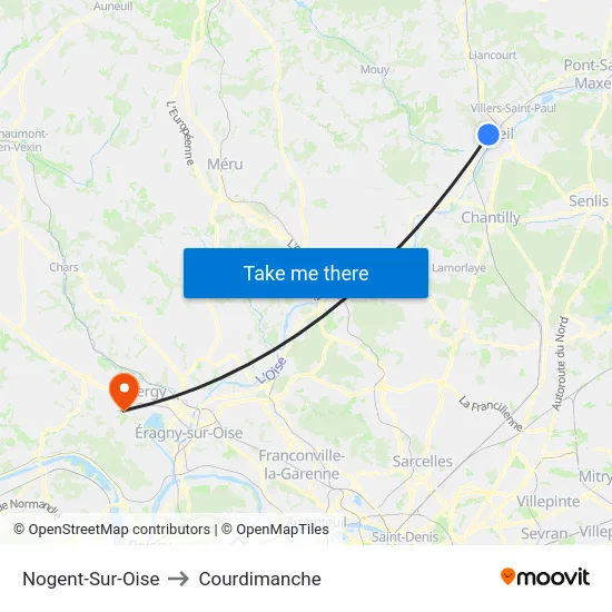 Nogent-Sur-Oise to Courdimanche map