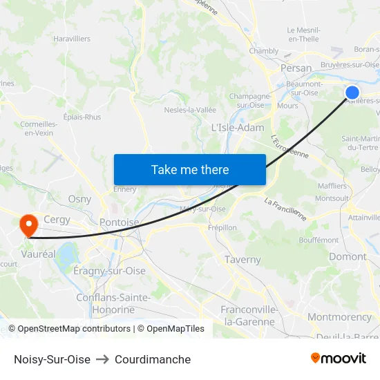 Noisy-Sur-Oise to Courdimanche map