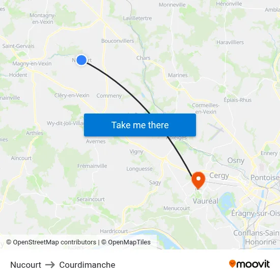 Nucourt to Courdimanche map