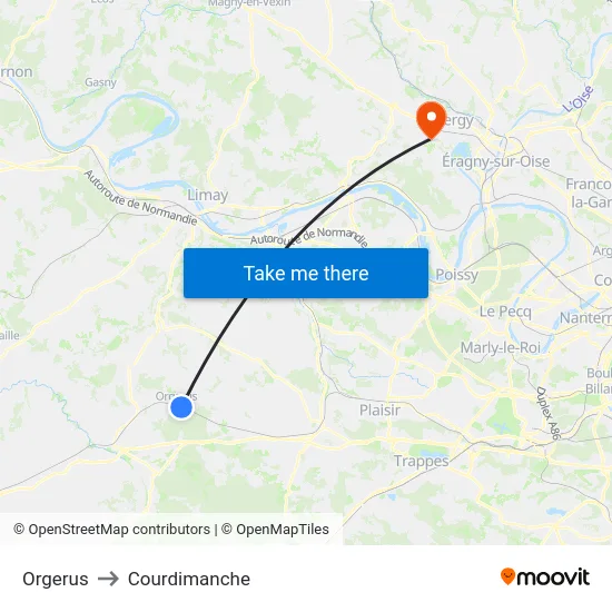 Orgerus to Courdimanche map