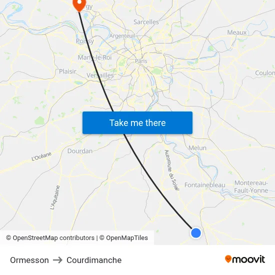 Ormesson to Courdimanche map