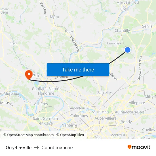 Orry-La-Ville to Courdimanche map