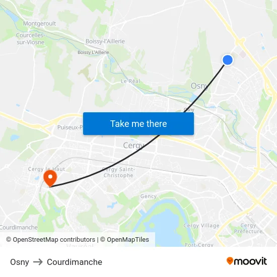 Osny to Courdimanche map