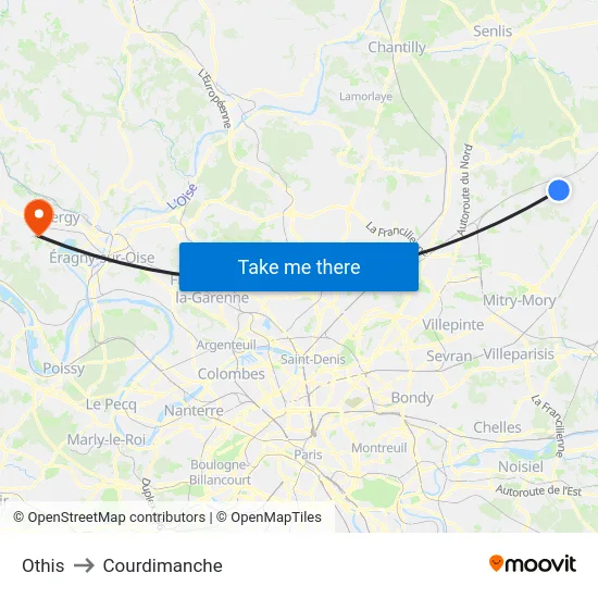 Othis to Courdimanche map