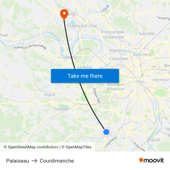 Palaiseau to Courdimanche map