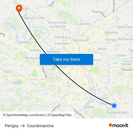 Perigny to Courdimanche map