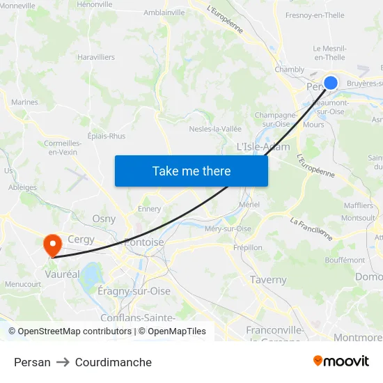 Persan to Courdimanche map