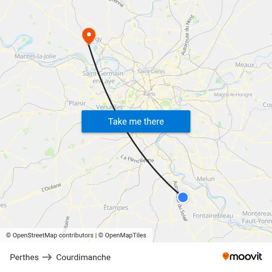 Perthes to Courdimanche map