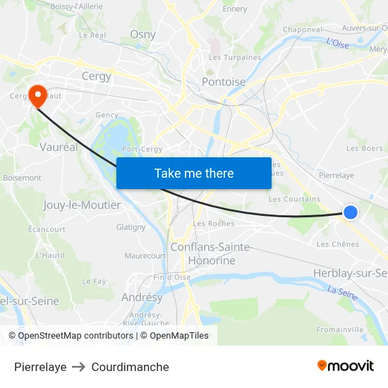 Pierrelaye to Courdimanche map