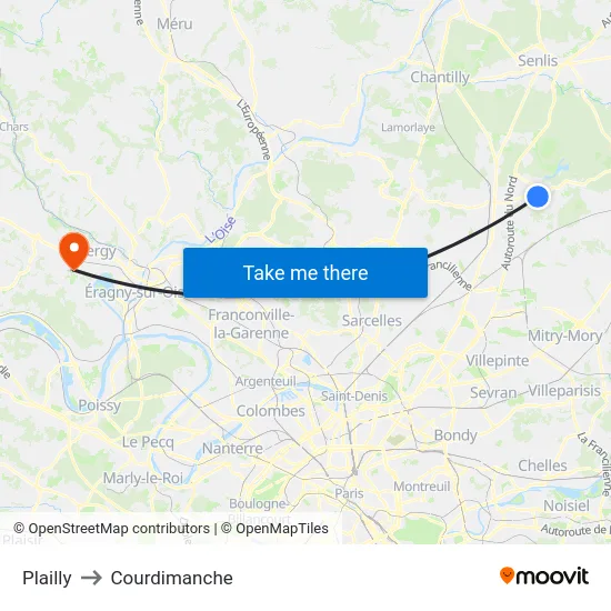 Plailly to Courdimanche map