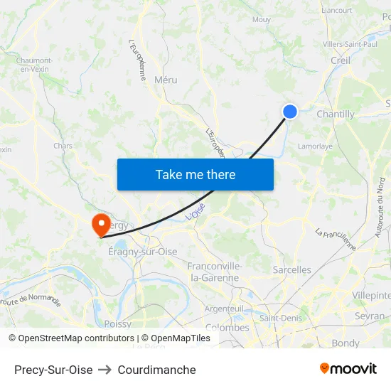 Precy-Sur-Oise to Courdimanche map