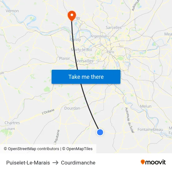 Puiselet-Le-Marais to Courdimanche map