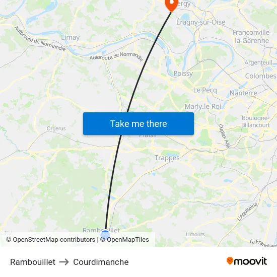 Rambouillet to Courdimanche map