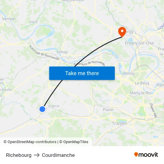 Richebourg to Courdimanche map
