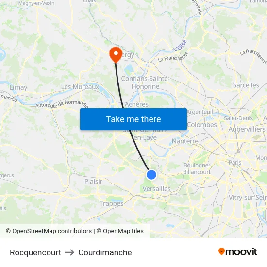 Rocquencourt to Courdimanche map