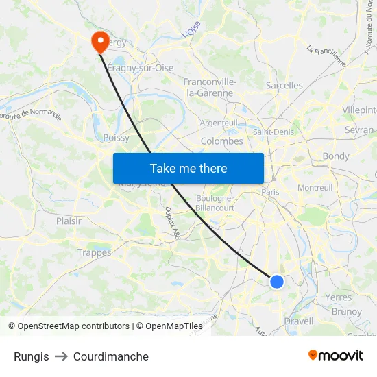 Rungis to Courdimanche map