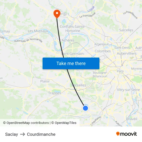 Saclay to Courdimanche map