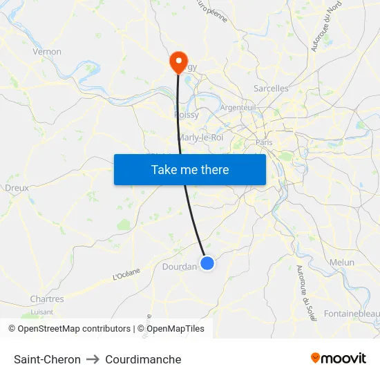 Saint-Cheron to Courdimanche map