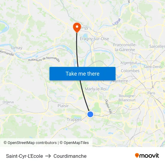 Saint-Cyr-L'Ecole to Courdimanche map