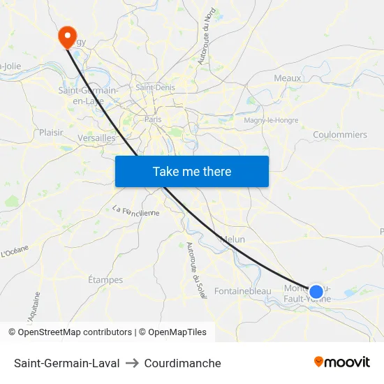 Saint-Germain-Laval to Courdimanche map