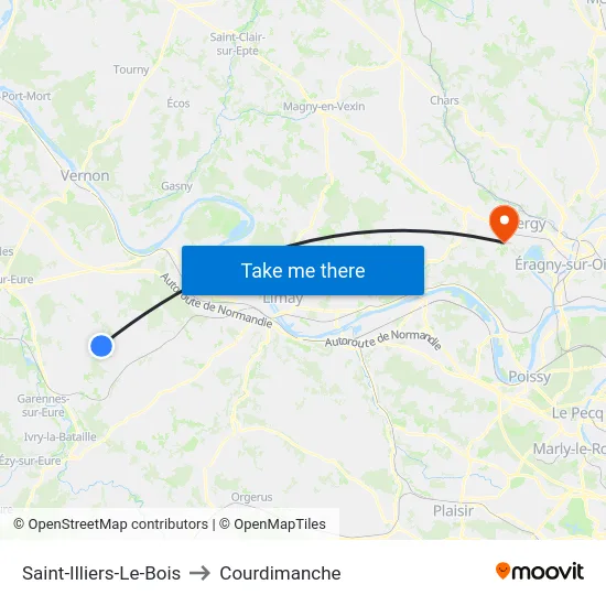 Saint-Illiers-Le-Bois to Courdimanche map