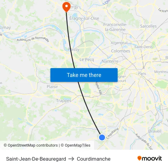 Saint-Jean-De-Beauregard to Courdimanche map