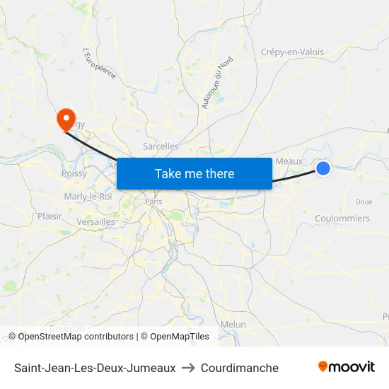 Saint-Jean-Les-Deux-Jumeaux to Courdimanche map
