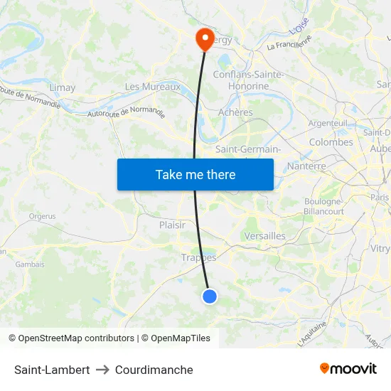 Saint-Lambert to Courdimanche map