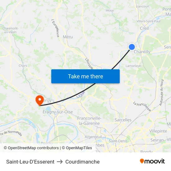 Saint-Leu-D'Esserent to Courdimanche map
