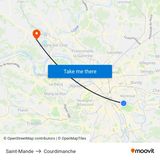 Saint-Mande to Courdimanche map