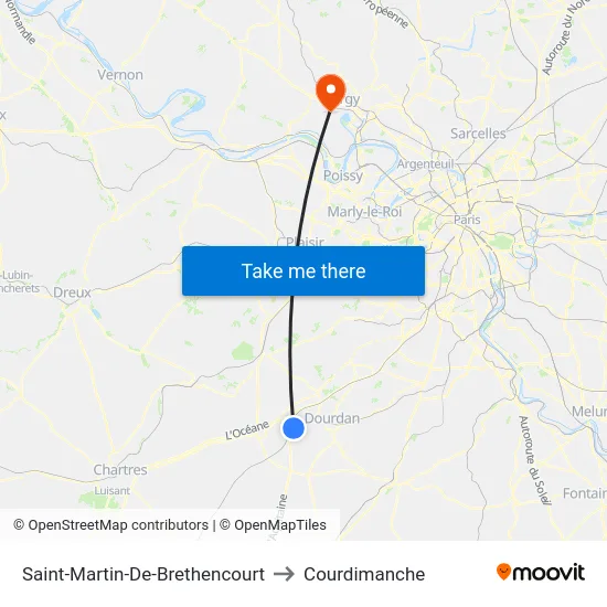 Saint-Martin-De-Brethencourt to Courdimanche map