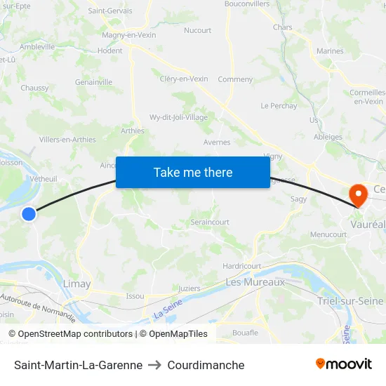 Saint-Martin-La-Garenne to Courdimanche map