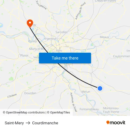 Saint-Mery to Courdimanche map