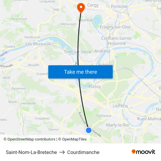 Saint-Nom-La-Breteche to Courdimanche map