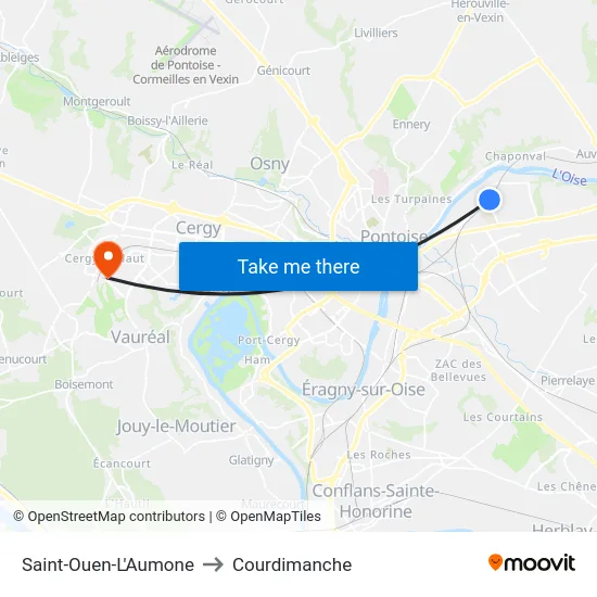 Saint-Ouen-L'Aumone to Courdimanche map