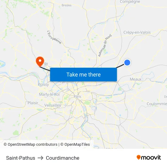 Saint-Pathus to Courdimanche map