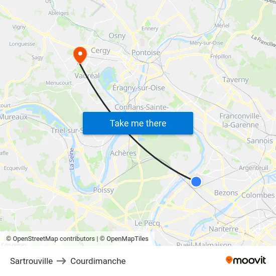 Sartrouville to Courdimanche map