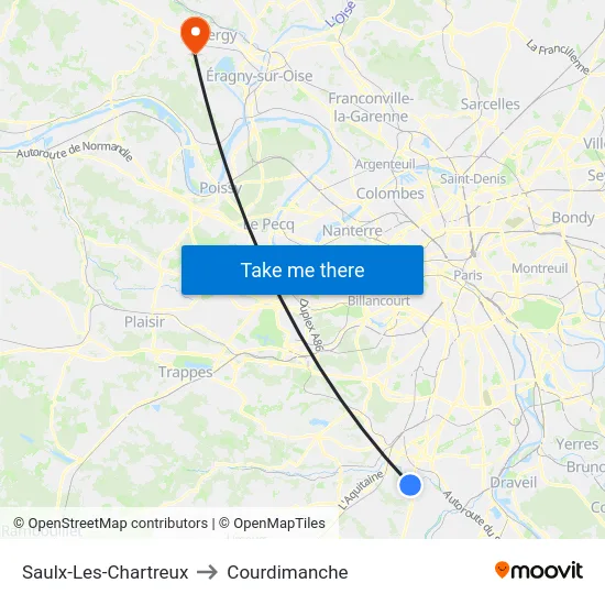 Saulx-Les-Chartreux to Courdimanche map