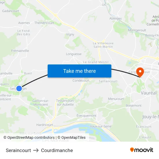 Seraincourt to Courdimanche map
