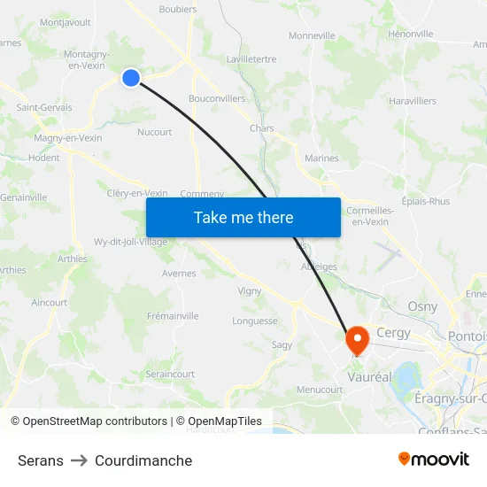 Serans to Courdimanche map