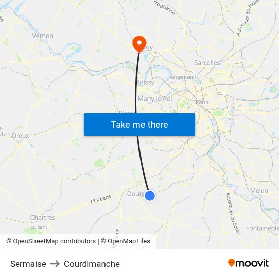 Sermaise to Courdimanche map