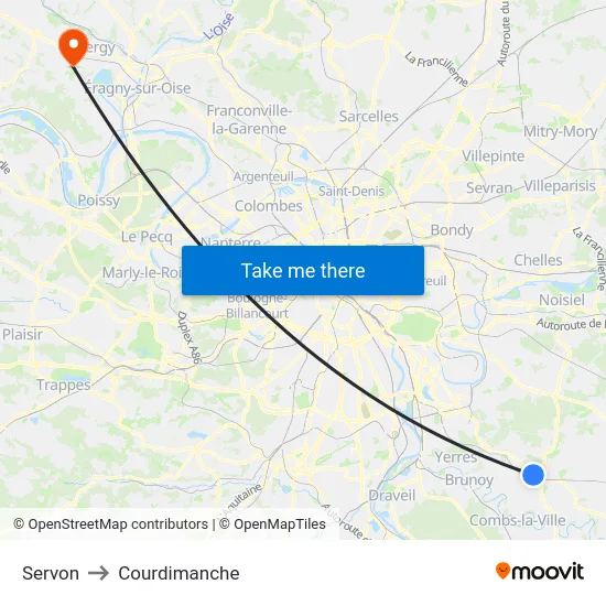 Servon to Courdimanche map