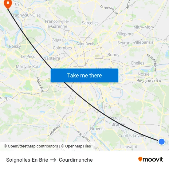 Soignolles-En-Brie to Courdimanche map